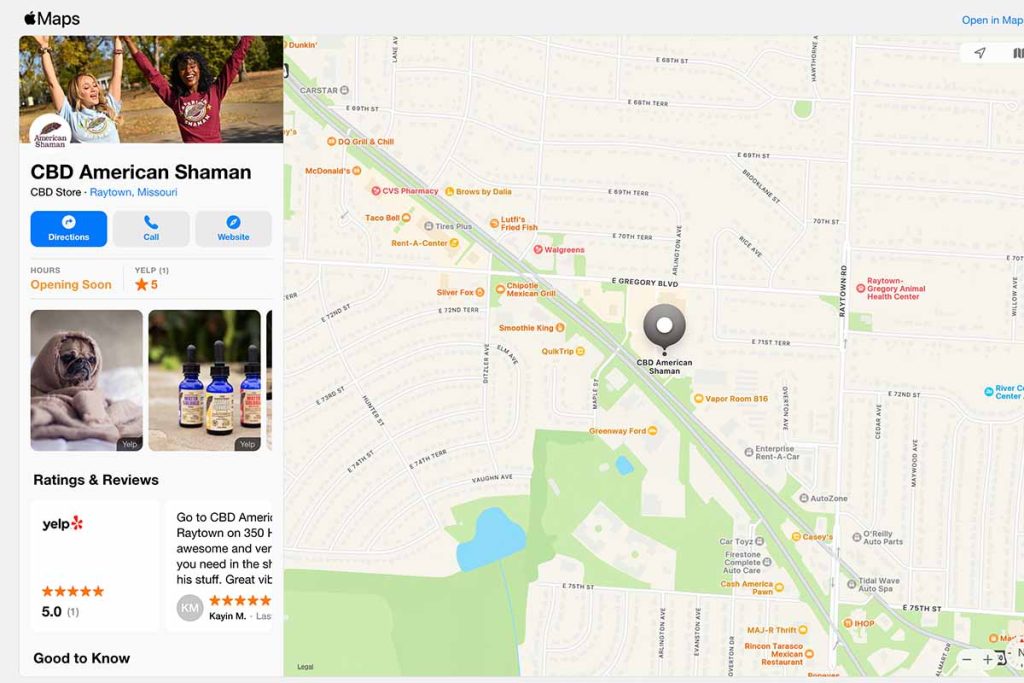 CBD American Shaman Apple Maps